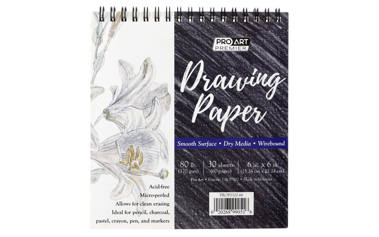 Pro Art Premium Drawing Paper Pad 6"x6" 30 sheets, 80#, Wire, Sketch Book, Sketchbook, Drawing Pad, Sketch Pad, Drawing Paper, Art Book, Drawing Book, Art Paper, Sketchbook for Drawing